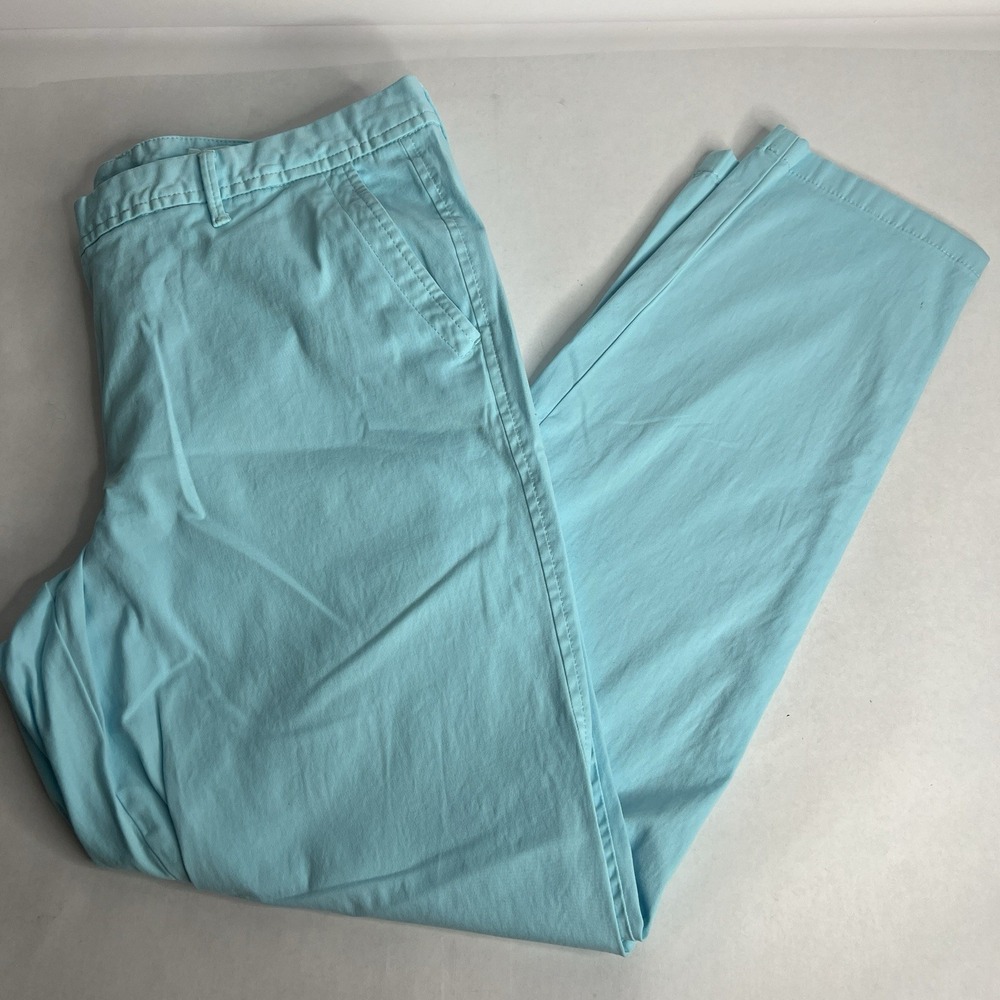 Talbots Girlfriend Chino Pants Womens 12 Cotton Stretch Tapered Leg Aqua Blue